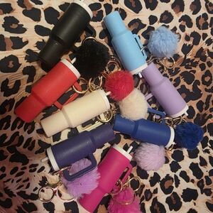 Pom-Pom Keychain Tumbler Charms in Multiple Colors